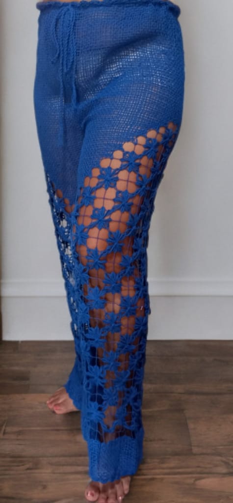 Calça Azul Marinho - Calças de Renda Filé Artesanal - Loja Online