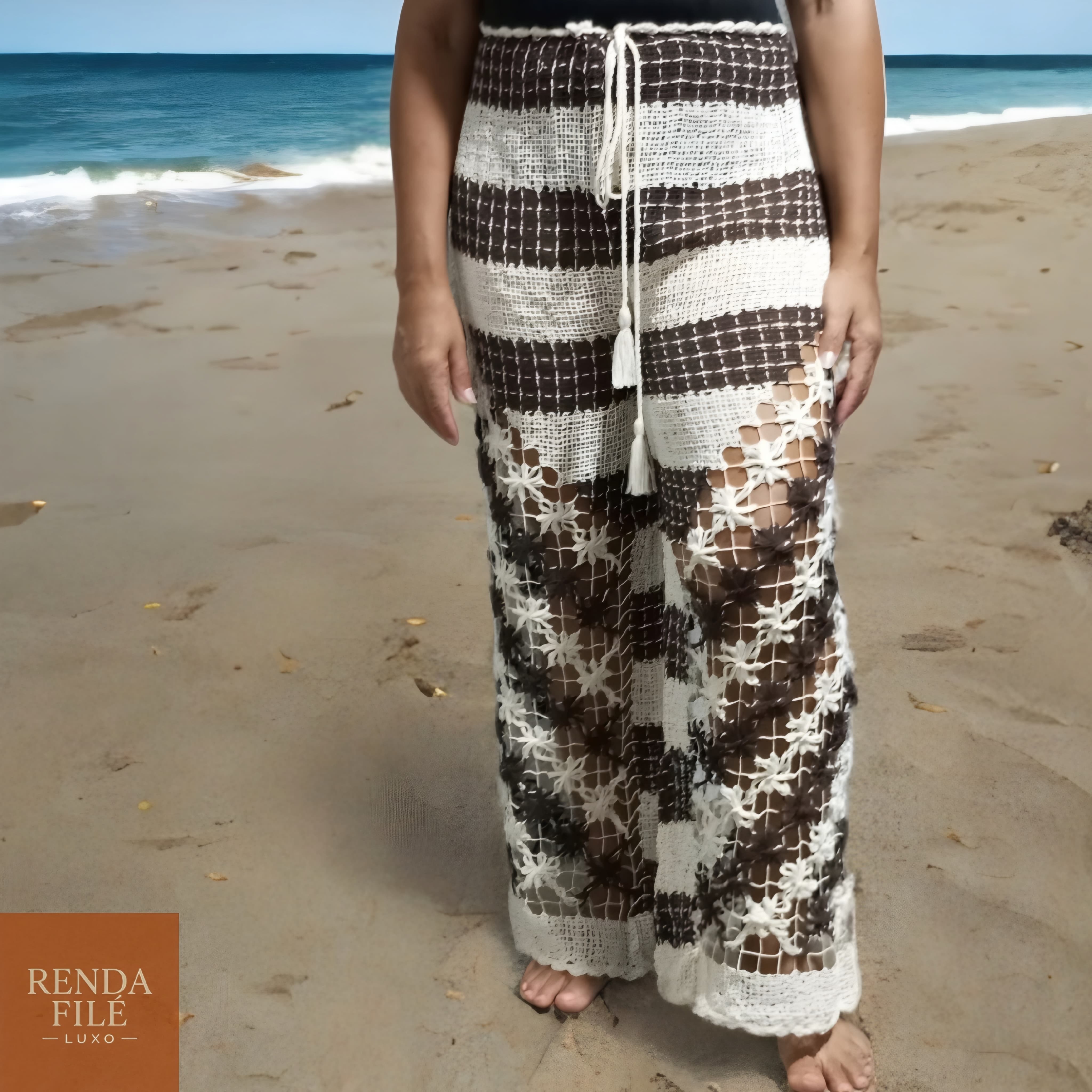 Calça Chocolate - Calças de Renda Filé Artesanal - Loja Online