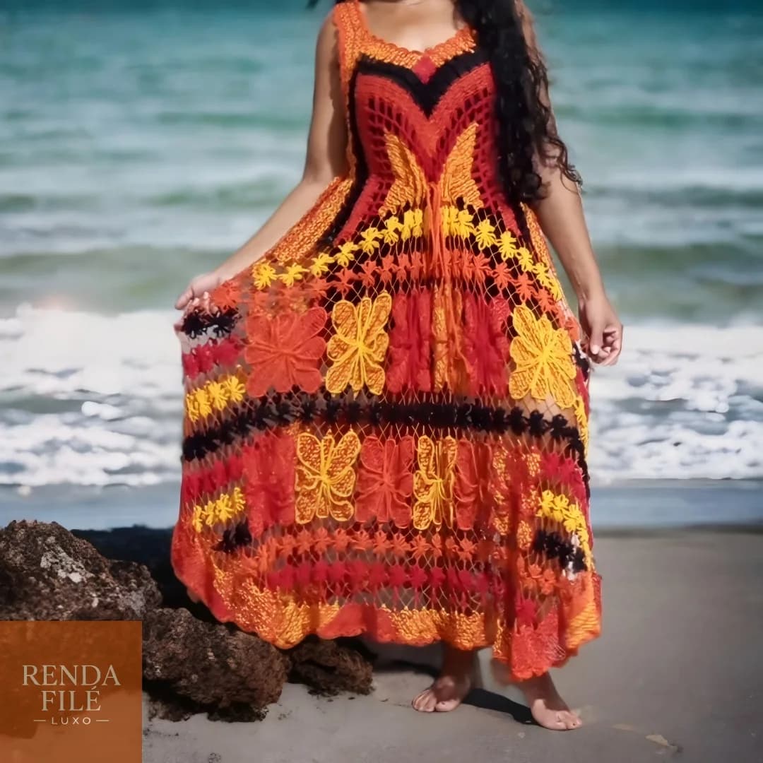 Vestido Verão - Vestidos de Renda Filé Artesanal - Loja Online